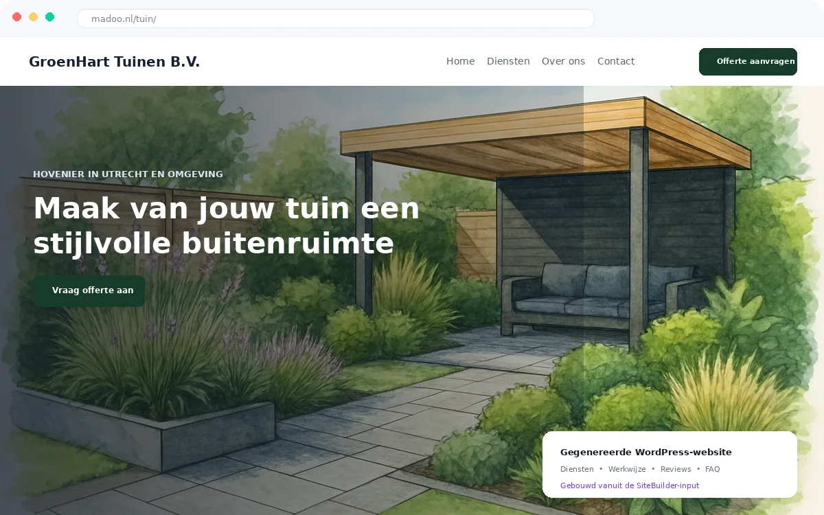 Preview van GroenHart Tuinen B.V., gegenereerd met Nexivo